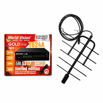 Комплект Т2 тюнер World Vision T644A FM и антенна комнатна Eurosky ES-005A 2117647095 фото