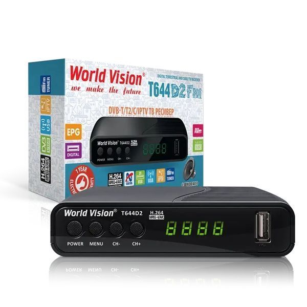 Комплект Т2 Тюнер World Vision T644D2 FM та антена кімнатна Energy Т2 2099507973 фото