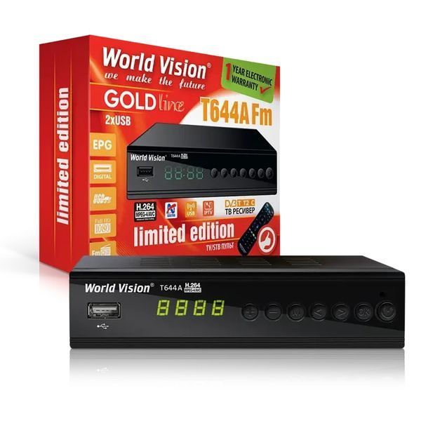 Комплект Т2 Тюнер World Vision T644A FM та антена кімнатна Energy Т2 2104099768 фото