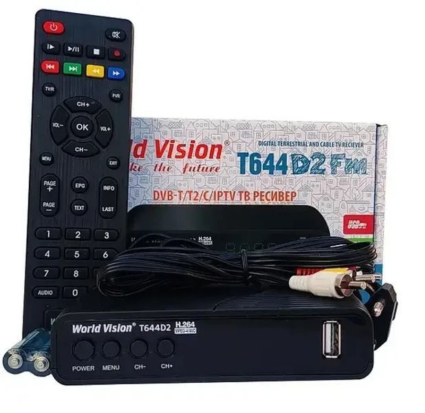 Комплект Т2 Тюнер World Vision T644D2 та антена кімнатна Eurosky ES-008 Omega 2891915274 фото