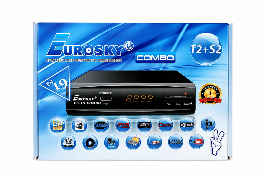Цифровий комбінований ресивер T2/S2 Eurosky ES-19 Combo 1051890410 фото